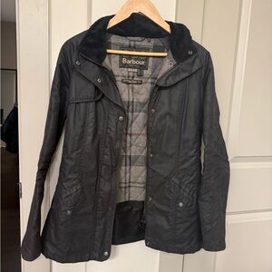 Barbour Winter Tartan Wax Jacket - Women Size USA 4